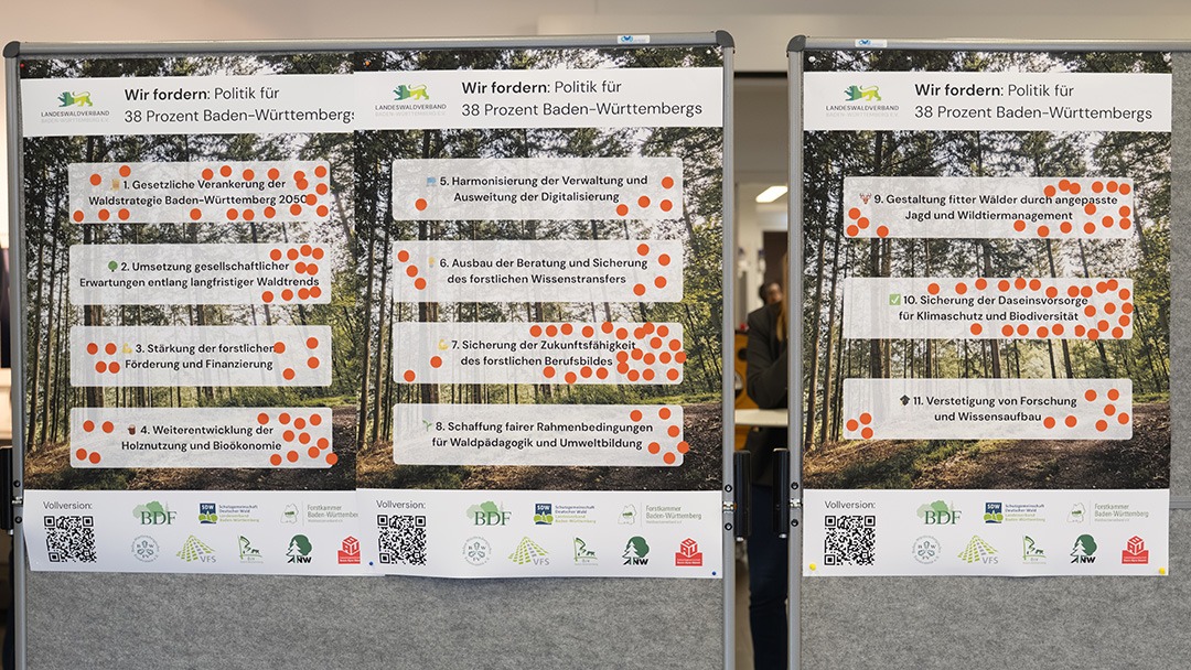Plakat mit Forderungen des Landeswaldverbands zur Landtagswahl 2026