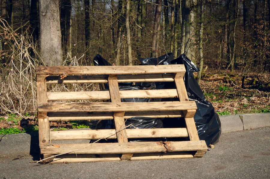 Europalette und Müllsäcke beim Waldputztag 2026